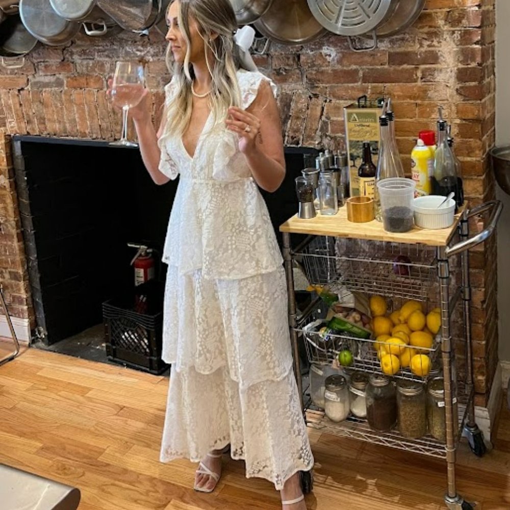 Lulus Molinetto White Lace Ruffled Tiered Sleeveless Maxi Dress